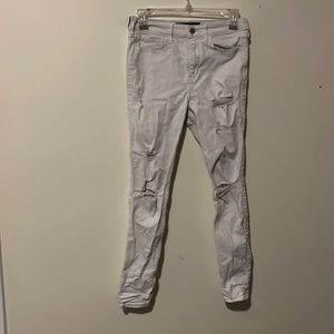 Hollister White Distressed High Rise Super Skinny Jeans
